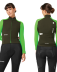 Attaquer Womens All Day Winter Long Sleeved Jersey Pine/Fluro Green