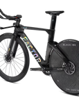 Rear 45-degree view of Factor Hanzo chrome time trial bike with SRAM Red groupset