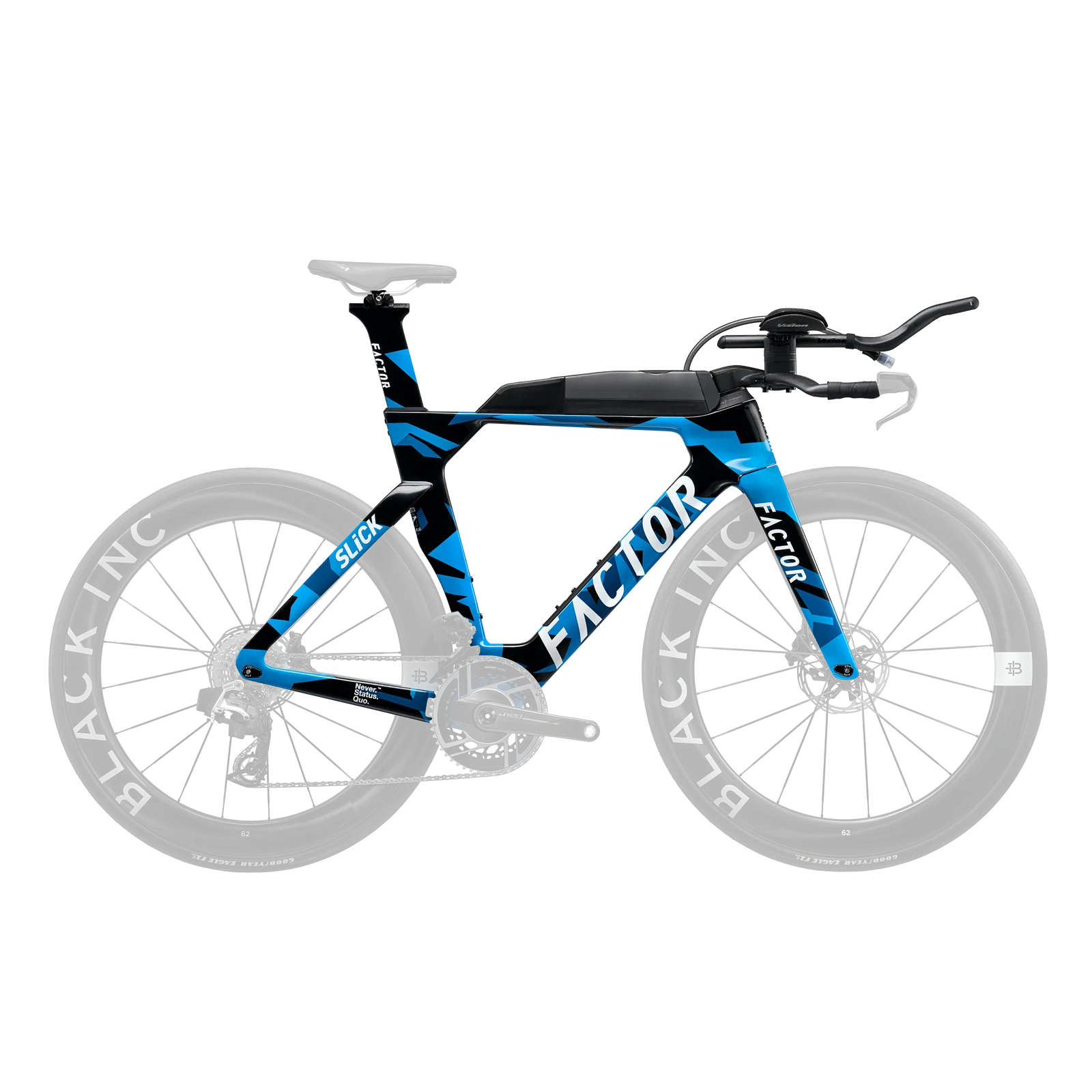 Factor Slick premium package triathlon bike in nebula blue finish