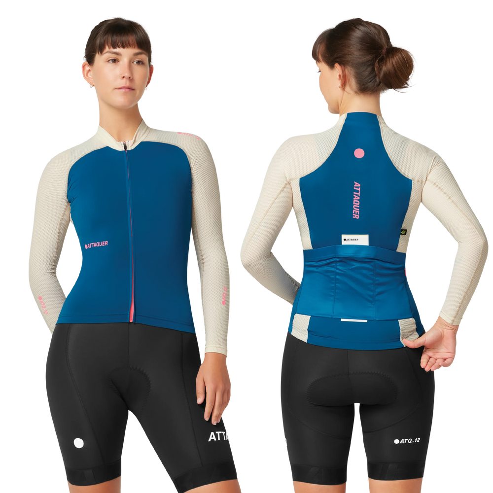 Womens All Day Summer Long Sleeve Jersey Blue/Eggshell