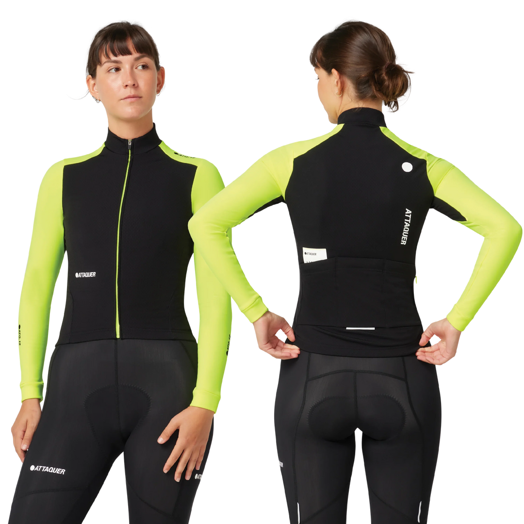 Womens All Day Winter Long Sleeved Jersey Black/Acid Lime