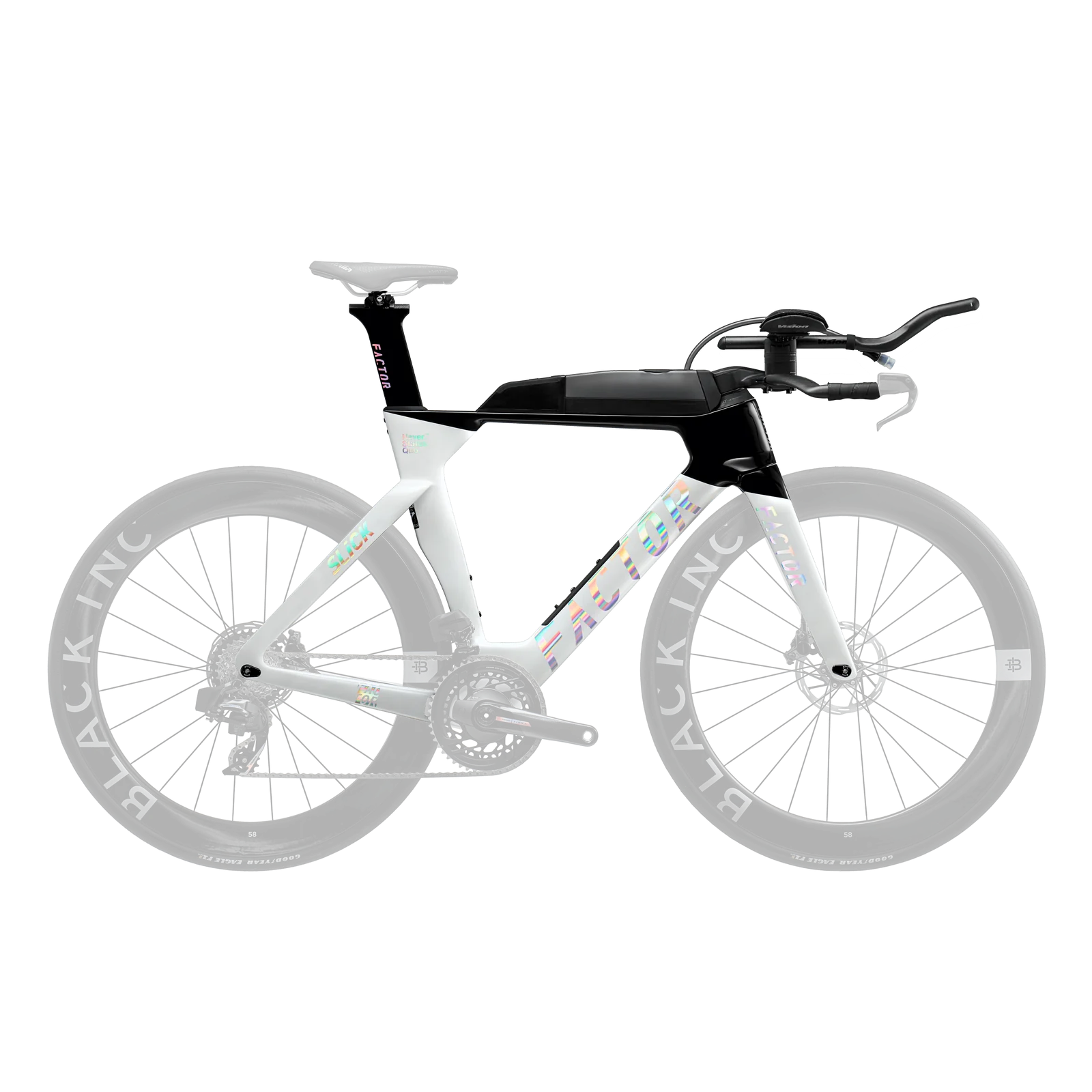 Factor Slick premium triathlon bike in shadow white finish